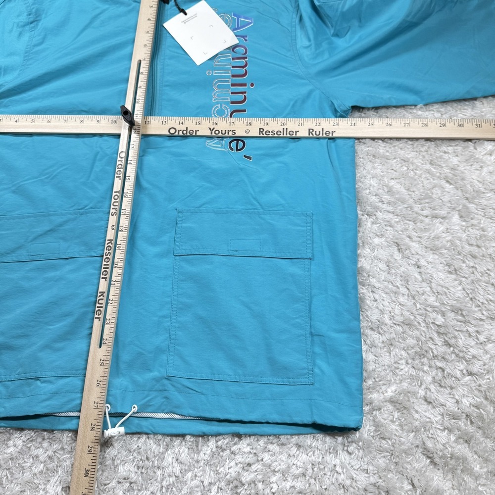Arcminute Jacket Men XL Blue Windbreaker Hooded Zip Outerwear Street Spell Out - Picture 3 of 9